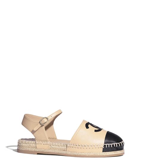 chanel black espadrilles sandals leather silver flats sandals|chanel espadrilles beige and black.